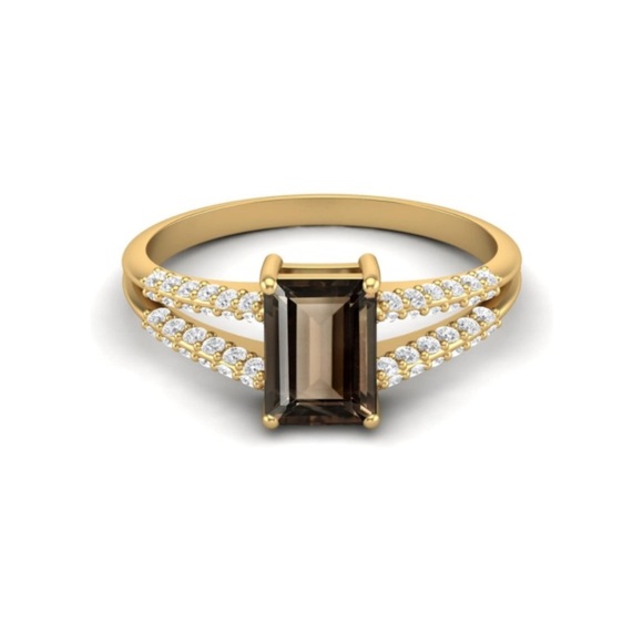 14k Vermeil Gold Natural Chocolate Quartz Ring - Picture 4 of 6